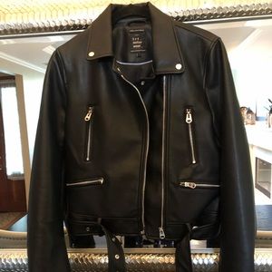 Vegan leather biker jacket from Zara.